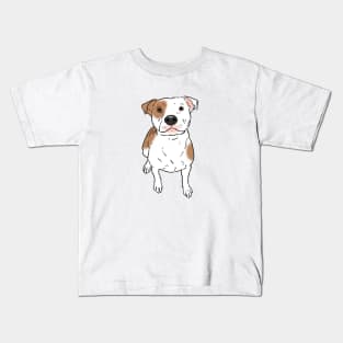 White Pitbull with Spots, Sitting Pittie Kids T-Shirt